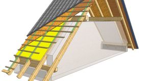 przekrój warstw pokrycia więźby dachowej