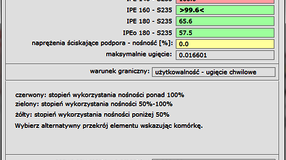 wyniki obliczeń podciągu stalowego w w domu drewnianym