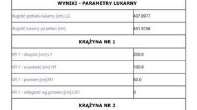 Kalkulator ciesielski WOK. Mail w wynikami obliczeń. Oznaczenie zgodne ze schematycznym rysunkiem w załączniku.