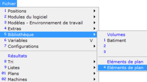 Accès aux bibliothèques depuis le menu "Fichier"