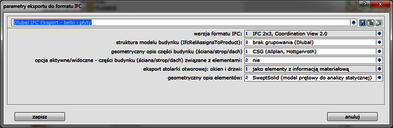 Okno eksportu Dietrich's 3D CAD/CAM - Dlubal