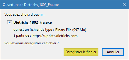 Navigateur Firefox : Cliquez sur "Enregistrer le fichier"